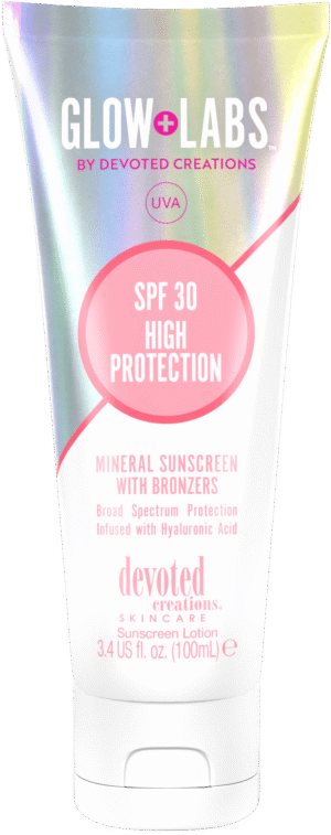 Glow+Labs SPF 30 Mineral Sunscreen with Bronzers (Devoted Creations) Printed Tube 3D
